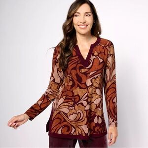 Dennis by Dennis Basso Abstract Print Tunic Top size XL